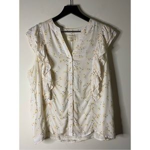 Melloday Floral Ruffle Trim Cap Sleeve Top Size XL